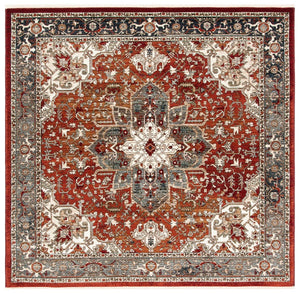 Herat 300 Herat 301 Traditional Power Loomed Polypropylene Pile Rug Red / Ivory