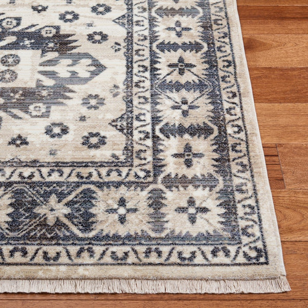 Herat 300 Herat 356 Traditional Power Loomed Polypropylene Pile Rug Ivory / Grey