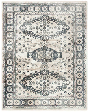 Herat 300 Herat 356 Traditional Power Loomed Polypropylene Pile Rug Ivory / Grey