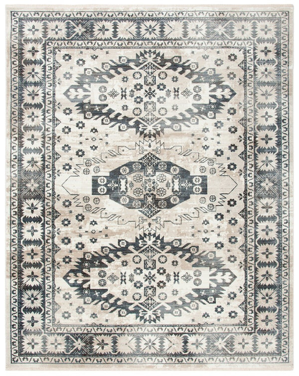 Herat 300 Herat 356 Traditional Power Loomed Polypropylene Pile Rug Ivory / Grey