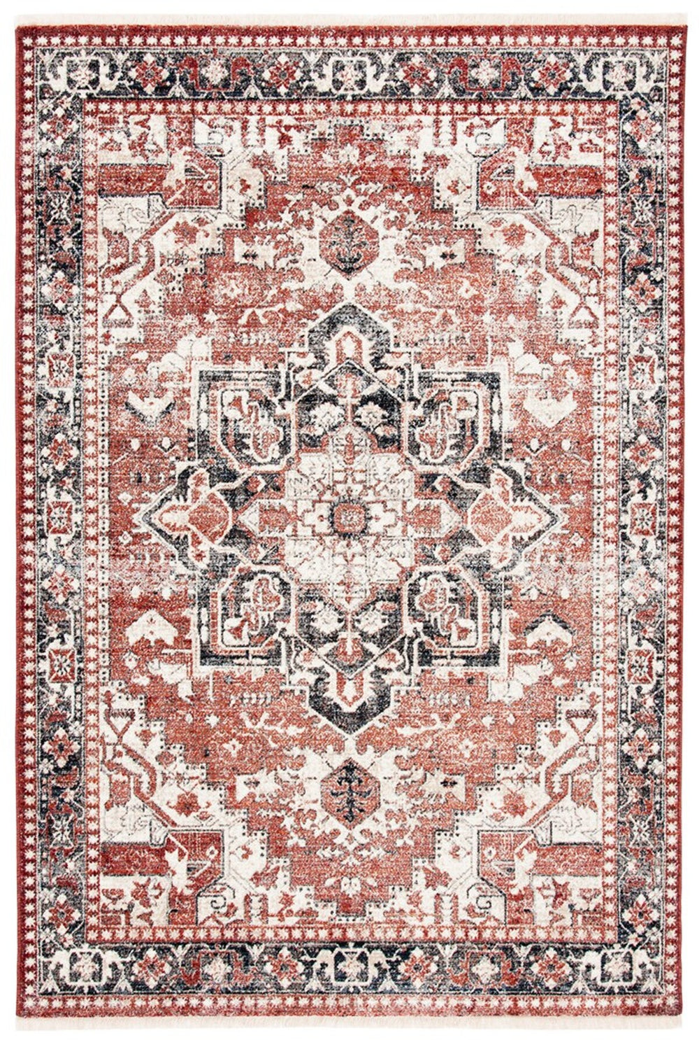Herat 300 Herat 392 Traditional Power Loomed Polypropylene Pile Rug Rust / Creme
