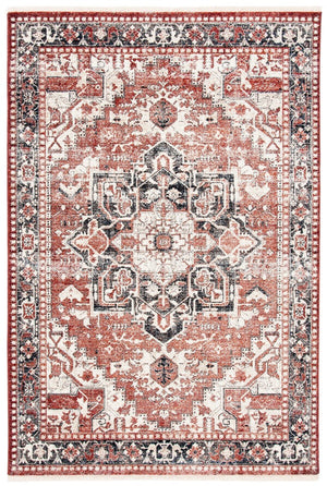 Herat 300 Herat 392 Traditional Power Loomed Polypropylene Pile Rug Rust / Creme