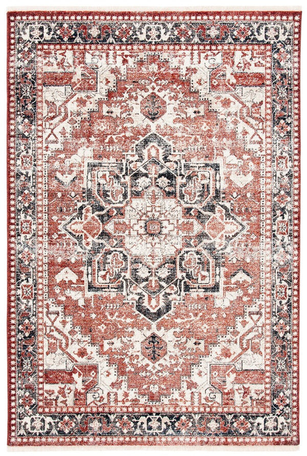 Herat 300 Herat 392 Traditional Power Loomed Polypropylene Pile Rug Rust / Creme