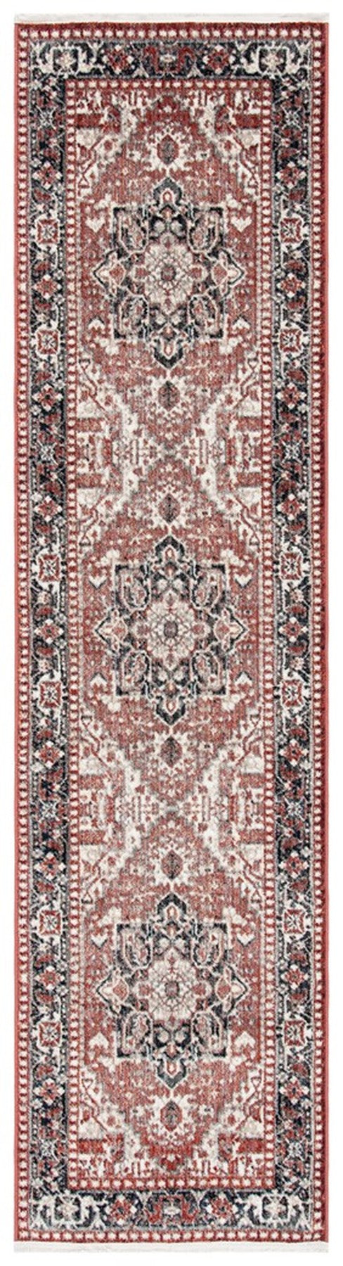Herat 300 Herat 395 Traditional Power Loomed Polypropylene Pile Rug Rust / Black