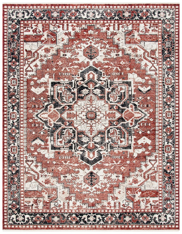 Herat 300 Herat 395 Traditional Power Loomed Polypropylene Pile Rug Rust / Black