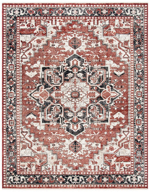 Herat 300 Herat 395 Traditional Power Loomed Polypropylene Pile Rug Rust / Black