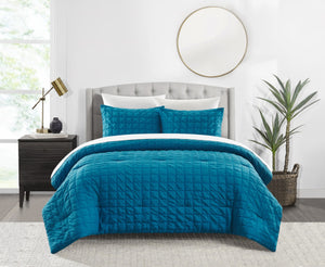 Jessa Blue Queen 3pc Comforter Set