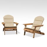 Malibu Outdoor Acacia Wood Folding Adirondack Chairs with Cushions (Set of 2)