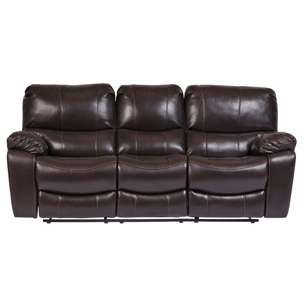 Porter Designs Ramsey Leather-Look Transitional Reclining Sofa Brown 03-112C-01-6013