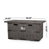 Arnton Outdoor 40,000 BTU Rectangle Fire Pit, Gray Wood Noble House