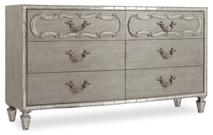 Hooker Furniture Sanctuary Traditional-Formal Six-Drawer Dresser in Poplar and Hardwood Solids with Oak Veneers, Cedar, Resin and Mirror 5603-90002-LTBR