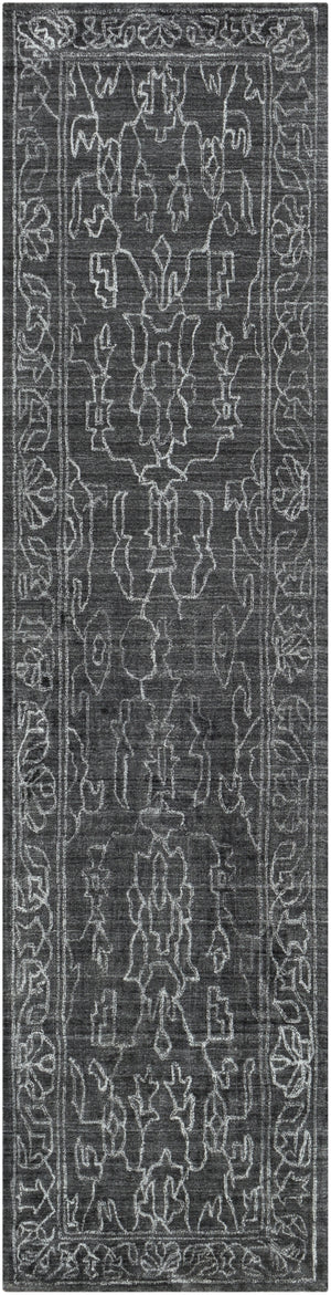 Hightower HTW-3002 Traditional Viscose Rug HTW3002-312 Charcoal, Light Gray 100% Viscose 3' x 12'