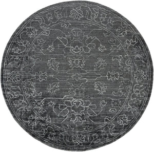 Hightower HTW-3002 Traditional Viscose Rug HTW3002-8RD Charcoal, Light Gray 100% Viscose 8' Round