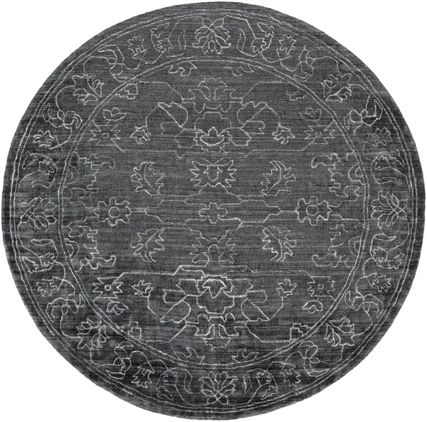 Hightower HTW-3002 Traditional Viscose Rug HTW3002-8RD Charcoal, Light Gray 100% Viscose 8' Round