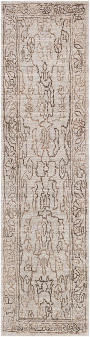 Hightower HTW-3003 Traditional Viscose Rug HTW3003-312 Light Gray, Camel, Dark Brown 100% Viscose 3' x 12'