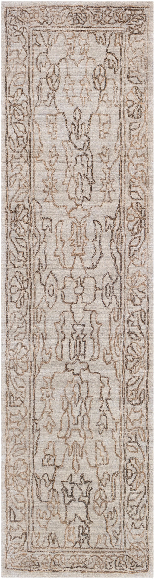 Hightower HTW-3003 Traditional Viscose Rug HTW3003-312 Light Gray, Camel, Dark Brown 100% Viscose 3' x 12'