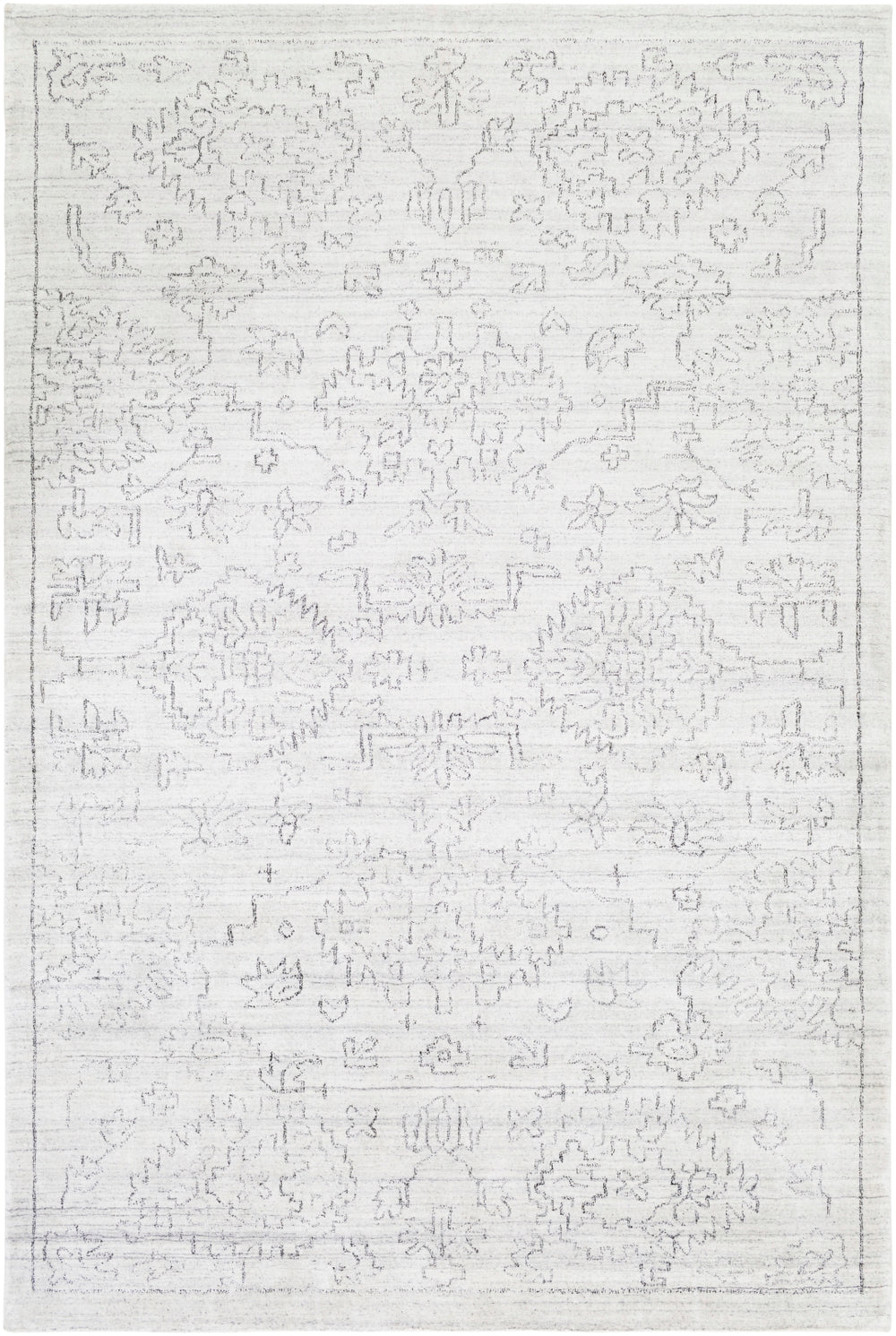 Hightower HTW-3005 Traditional Viscose Rug HTW3005-913 White, Black 100% Viscose 9' x 13'