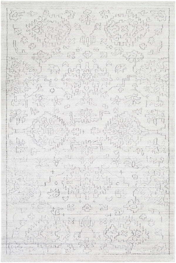 Hightower HTW-3005 Traditional Viscose Rug HTW3005-913 White, Black 100% Viscose 9' x 13'