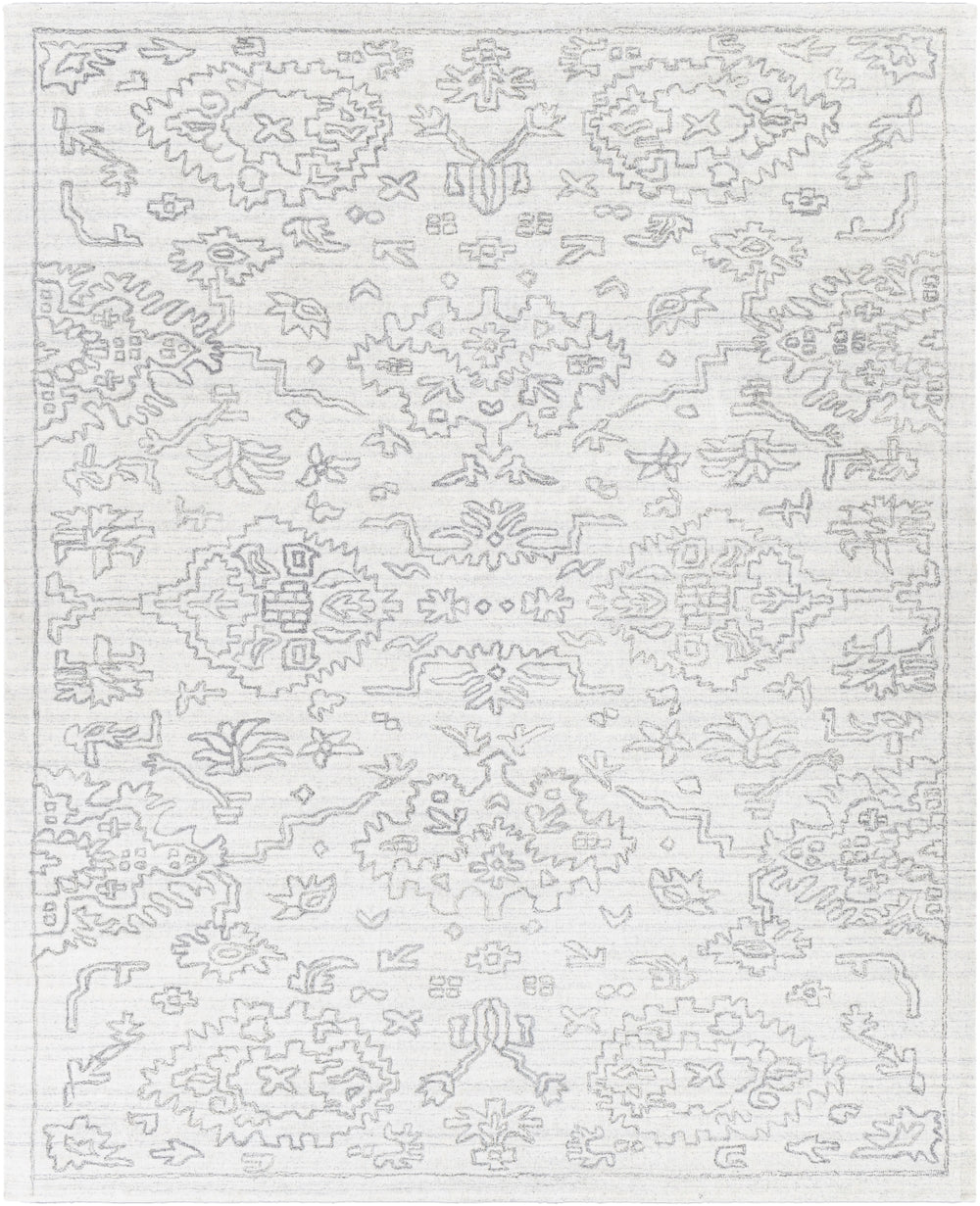 Hightower HTW-3005 Traditional Viscose Rug HTW3005-913 White, Black 100% Viscose 9' x 13'