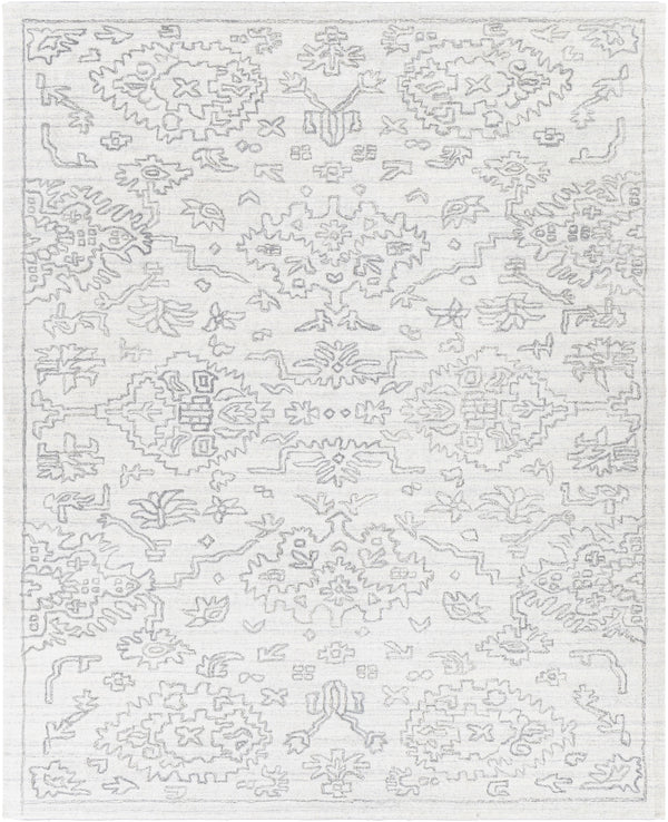 Hightower HTW-3005 Traditional Viscose Rug HTW3005-810 White, Black 100% Viscose 8' x 10'