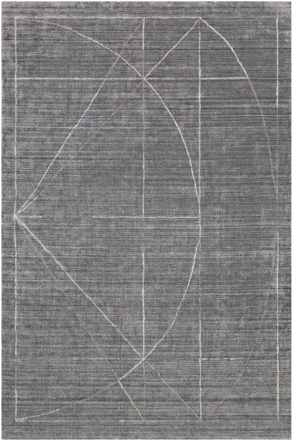 Hightower HTW-3009 Modern Viscose Rug HTW3009-913 Medium Gray, Charcoal, White, Taupe 100% Viscose 9' x 13'