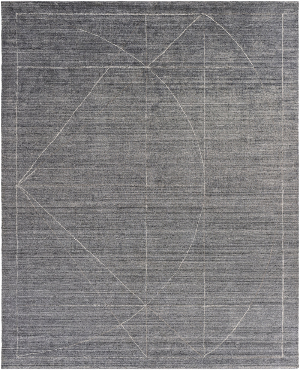 Hightower HTW-3009 Modern Viscose Rug HTW3009-913 Medium Gray, Charcoal, White, Taupe 100% Viscose 9' x 13'