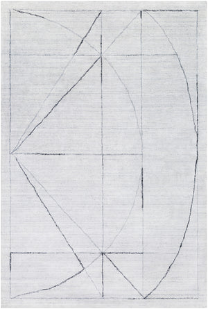 Hightower HTW-3010 Modern Viscose Rug HTW3010-913 Medium Gray, White, Black 100% Viscose 9' x 13'