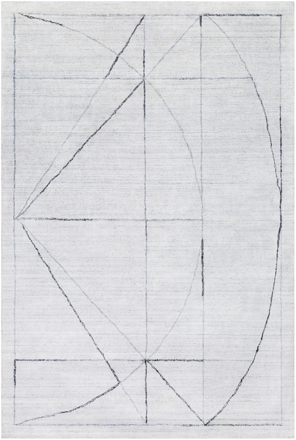 Hightower HTW-3010 Modern Viscose Rug HTW3010-913 Medium Gray, White, Black 100% Viscose 9' x 13'