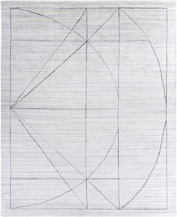 Hightower HTW-3010 Modern Viscose Rug HTW3010-810 Medium Gray, White, Black 100% Viscose 8' x 10'