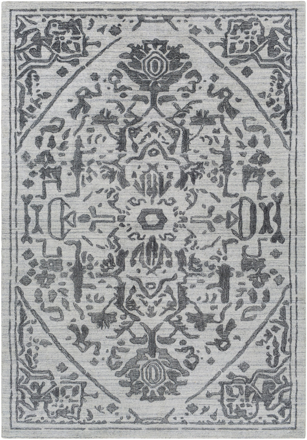 Hightower HTW-3013 Traditional Viscose Rug HTW3013-913 Light Gray, Charcoal 100% Viscose 9' x 13'