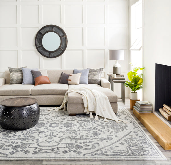 Hightower HTW-3013 Traditional Viscose Rug HTW3013-913 Light Gray, Charcoal 100% Viscose 9' x 13'