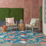 Nourison Waverly Sun N' Shade SND82 Tropical Machine Made Power-loomed Indoor/outdoor Area Rug Blue/Multicolor 10' x 13' 99446765444