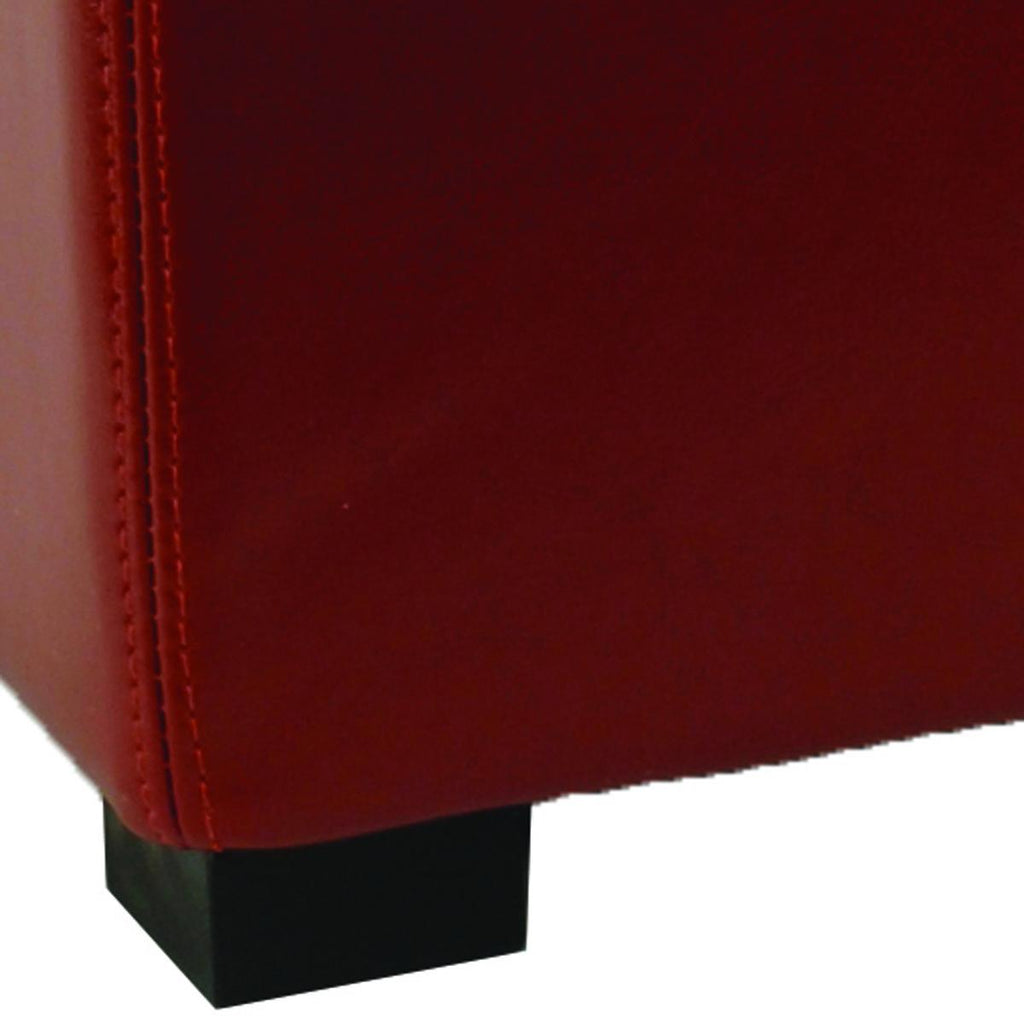 Safavieh Bobbi Ottoman Tray Storage Java Red PU NC Beechwood CA Foam Bicast Leather HUD4006R 683726438632