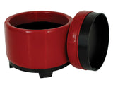 Safavieh Round Ottoman Storage Tray Black Red PU NC Beechwood CA Foam Bicast Leather HUD4045A 683726935834