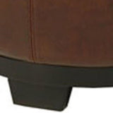 Safavieh Round Ottoman Storage Tray Black Cordovan PU NC Beechwood CA Foam Bicast Leather HUD4045C 683726875215