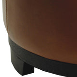 Safavieh Round Ottoman Storage Tray Black Saddle PU NC Beechwood CA Foam Bicast Leather HUD4045F 683726443100