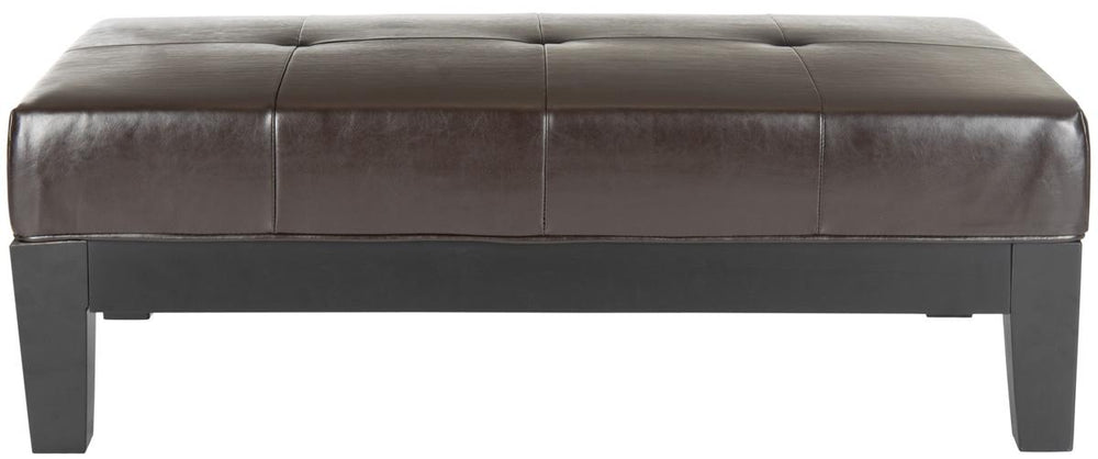 Safavieh Jordan Ottoman Cocktail Black Brown Water Based Paint Beechwood CA Foam Bicast Leather HUD4066A 683726321620