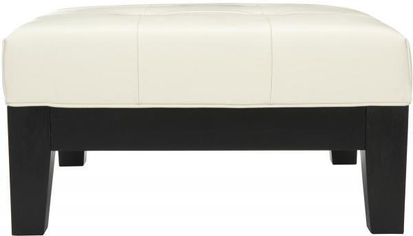 Safavieh Jordan Ottoman Square Cocktail Black White Water Based Paint Beechwood CA Foam Bicast Leather HUD4079C 683726792505
