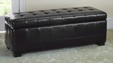 Safavieh Large Bench Manhattan Storage Brown Black Beechwood CA Foam Poly Fiber Bicast Leather HUD4200A 683726840213