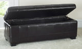 Safavieh Large Bench Manhattan Storage Brown Black Beechwood CA Foam Poly Fiber Bicast Leather HUD4200A 683726840213