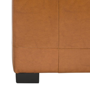 Safavieh Large Bench Manhattan Storage Saddle Black Beechwood CA Foam Poly Fiber Bicast Leather HUD4200C 683726912040