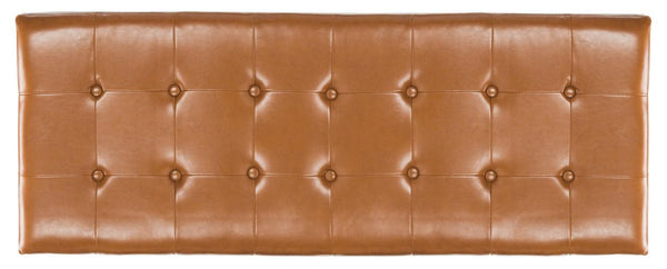 Safavieh Large Bench Manhattan Storage Saddle Black Beechwood CA Foam Poly Fiber Bicast Leather HUD4200C 683726912040