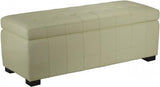 Safavieh Large Bench Manhattan Storage Off White Black Beechwood CA Foam Poly Fiber Bicast Leather HUD4200D 683726417408