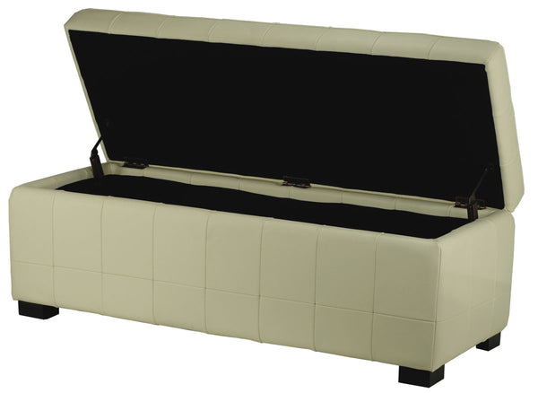 Safavieh Large Bench Manhattan Storage Off White Black Beechwood CA Foam Poly Fiber Bicast Leather HUD4200D 683726417408