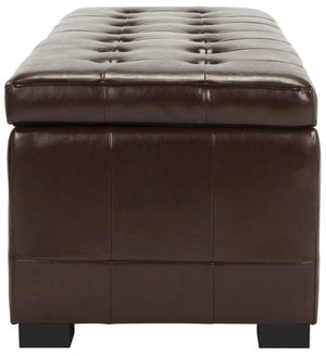 Safavieh Large Bench Manhattan Storage Cordovan Black Beechwood CA Foam Poly Fiber Bicast Leather HUD4200E 683726443124