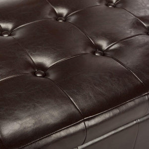 Safavieh Large Bench Manhattan Storage Cordovan Black Beechwood CA Foam Poly Fiber Bicast Leather HUD4200E 683726443124