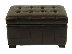 Safavieh Small Bench Manhattan Storage Brown Black Beechwood CA Foam Poly Fiber Bicast Leather HUD4201A 683726840220