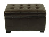 Safavieh Small Bench Manhattan Storage Brown Black Beechwood CA Foam Poly Fiber Bicast Leather HUD4201A 683726840220