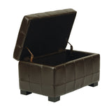 Safavieh Small Bench Manhattan Storage Brown Black Beechwood CA Foam Poly Fiber Bicast Leather HUD4201A 683726840220