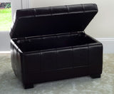 Safavieh Small Bench Manhattan Storage Brown Black Beechwood CA Foam Poly Fiber Bicast Leather HUD4201A 683726840220